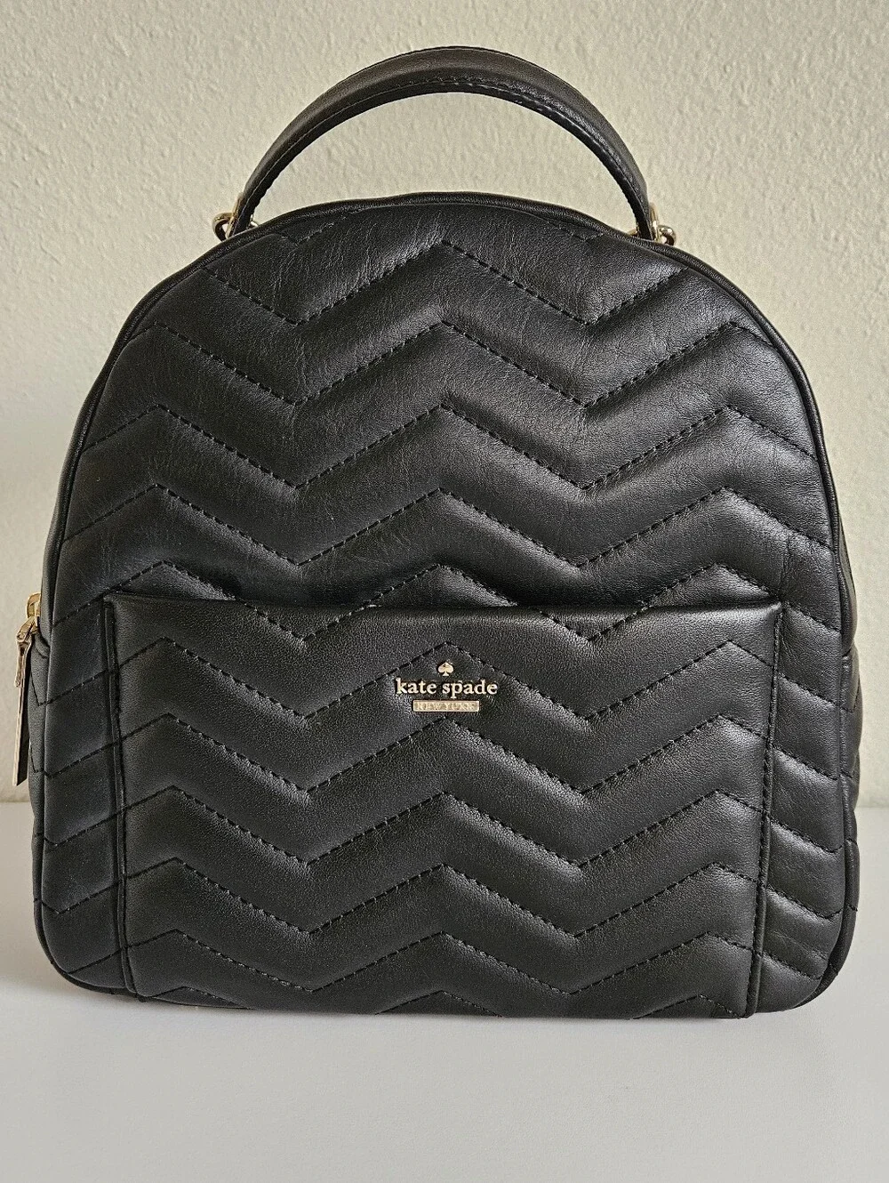 Kate Spade Black Chevron Quilted Backpack